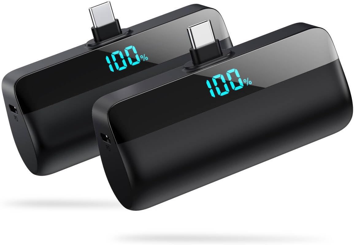 [2-Pack]Mini Portable Charger for iPhone 17/16/15,Upgraded 5500mAh PD Fast Charging USB C Power Bank,Travel Essentials Battery Pack for iPhone 17/17 Pro Max /Air/16 Plus/16/15 Series Galaxy Android