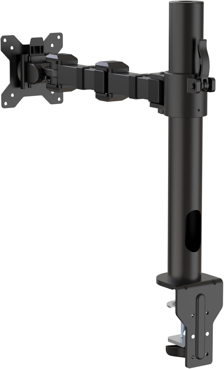 Amazon Basics Single Computer Monitor Stand with Cable Management, Height Adjustable VESA Desk Arm Mount, Fully Adjustable Tilt and Rotation, Steel, Black, Fits 13-30" Screens