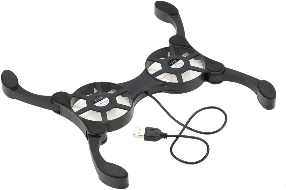 QUZHI Mini Portable Folding Foldable USB Dual Fan Cooler Cooling Pad for PC Laptop Notebook 7