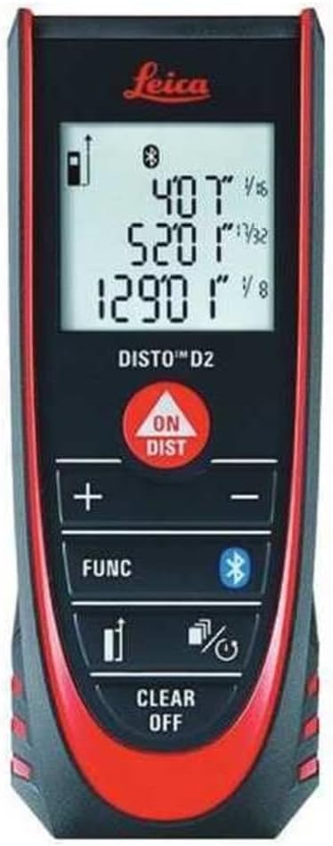 Leica Geosystems DISTO D2 New 330ft Laser Distance Measure with Bluetooth 4.0, Black/Red, 1.7 x 1 x 4.6 inches | Bluetooth 4.0