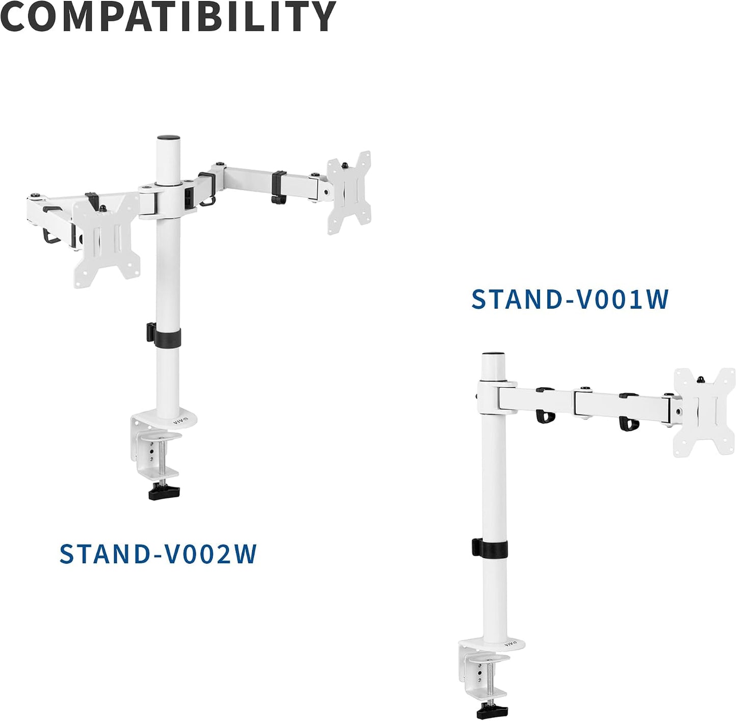 VIVO Fully Adjustable Single Monitor Arm for Desk Mount Stand, Monitor Arm for 1 Screen up to 27 inches, White, PT-SD-AM01AW