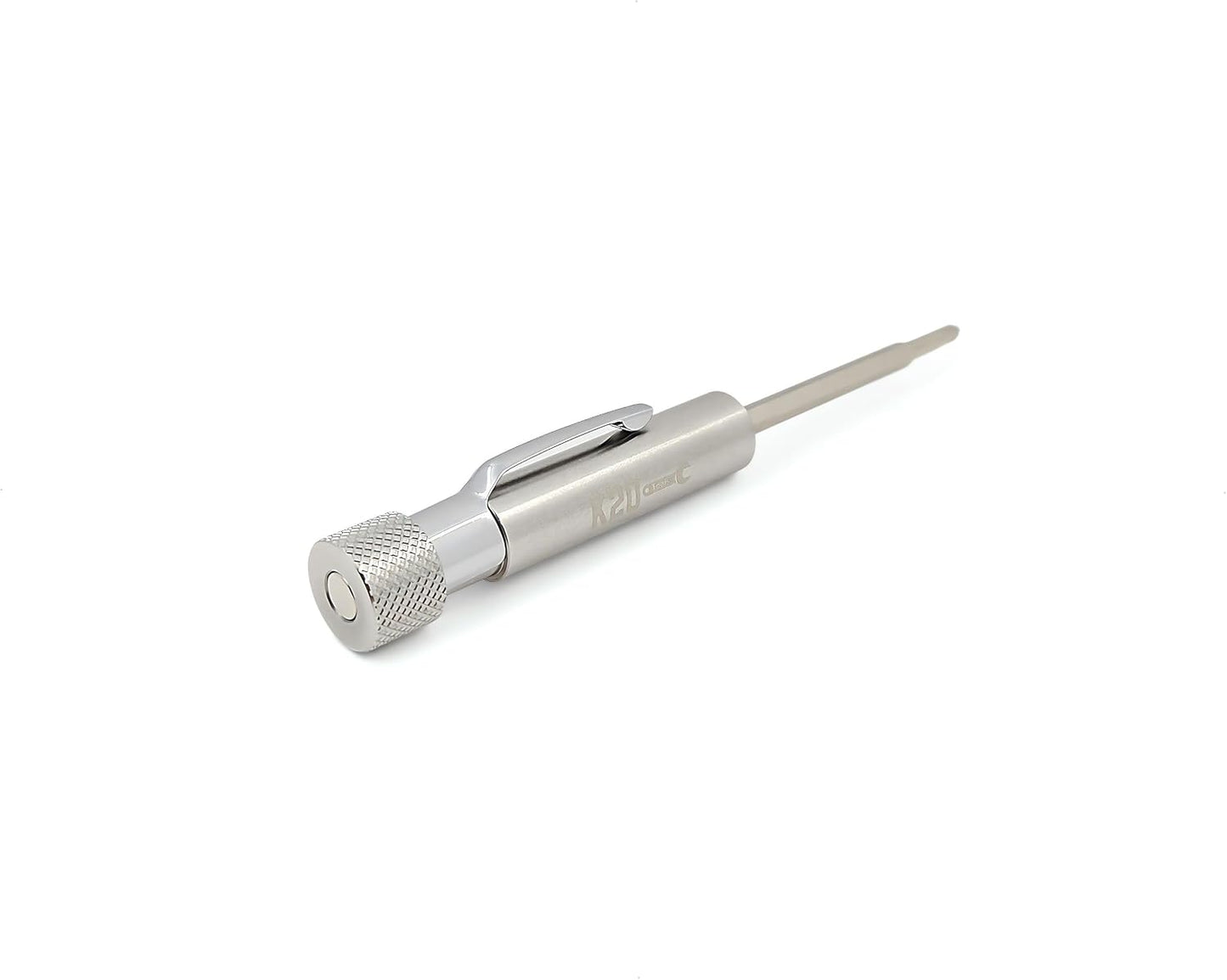 Pocket Screwdriver with Clip and Magnet - Phillips and Slotted-Flat Head - Small Tool with Magnetic Tip (Stainless Steel)