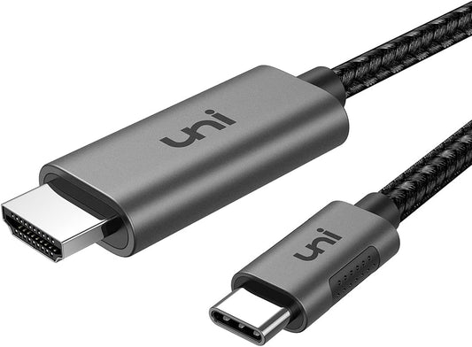 uni USB C to HDMI Cable 4K@60Hz, USB Type C to HDMI Cable for Home Office | 6FT,Thunderbolt 4/3 Compatible, for iPhone 15 Pro/Max, MacBook Pro/Air 2023, iPad Pro, Surface Book 2, Galaxy S8-S24