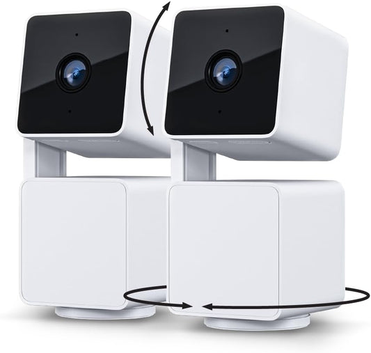 WYZE Cam Pan v3 Indoor/Outdoor IP65-Rated 1080p Pan/Tilt/Zoom Wi-Fi Smart Home Security Camera with Color Night Vision, 2-Way Audio, Compatible with Alexa &amp; Google Assistant, White, 2-Pack (Renewed)