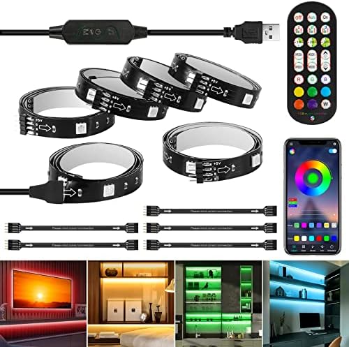 RGB LED Strip Lights 10ft/6 Pre-cut 1.64ft for 43-65 Inch TV Backlight | Color Changing Strip Light Music Sync, Remote,App Control,USB Powered Bias LED Lighting for Gaming Bedroom PC Monitor Cabinet
