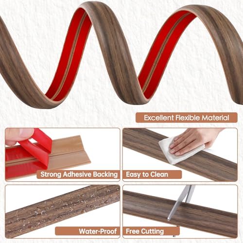 Floor Cord Cover for Wires on Floor Self Adhesive Cord Hider | Floor Cable Cover Floor Wire Covers for Cords Prevent Cable Trips, Cord Cavity W 0.47" x H 0.27", Misty Brown Wood, 3.3Ft
