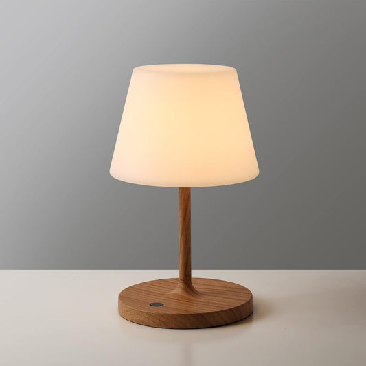 WEILAILUX Outdoor Battery Operated Table Lamp Waterproof, 4000mAh Cordless Table Lamp Rechargeable, Touch Dimmable Desk Lamp, LED Night Light for Patio Camping Restaurant Home (Wood Grain, 9.6in)