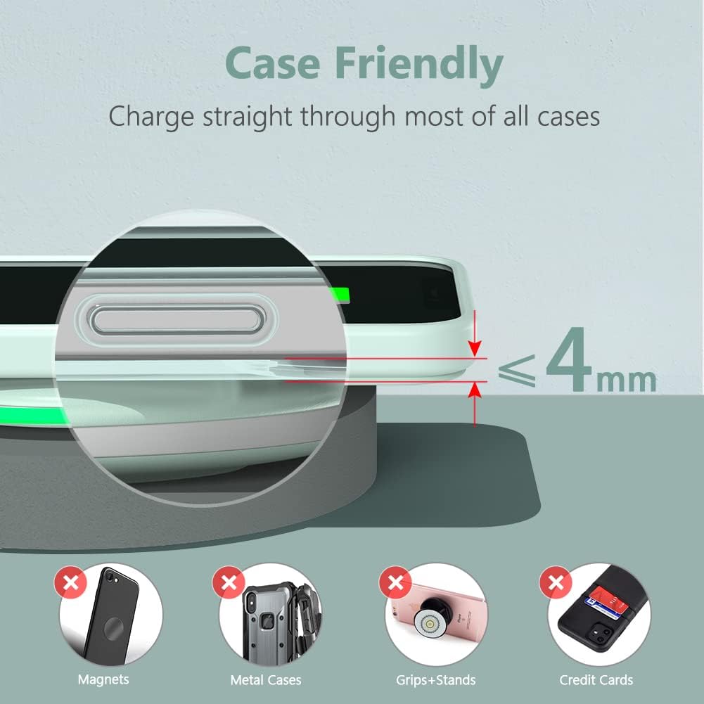 Yootech Wireless Charger,10W Max Wireless Charging Pad Compatible with iPhone 17/17 Pro/17 Pro Max/Air/16/15/14/13/SE 2022/12/11,Samsung Galaxy S25/S24/S23,for AirPods Pro 3(No AC Adapter)