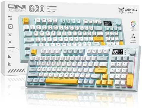 Tri-Mode Wireless Keyboard, BT/2.4G/Wired, Silent Membrane, RGB Backlit, Display Screen & Multimedia Knob, 94 Keys PBT Keycaps for PC Home Gaming Office Use