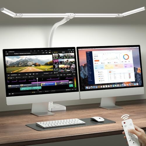 ONEMIX LED Desk Lamp with Base, 42-Inch 4-Panel Light for Dual Monitors