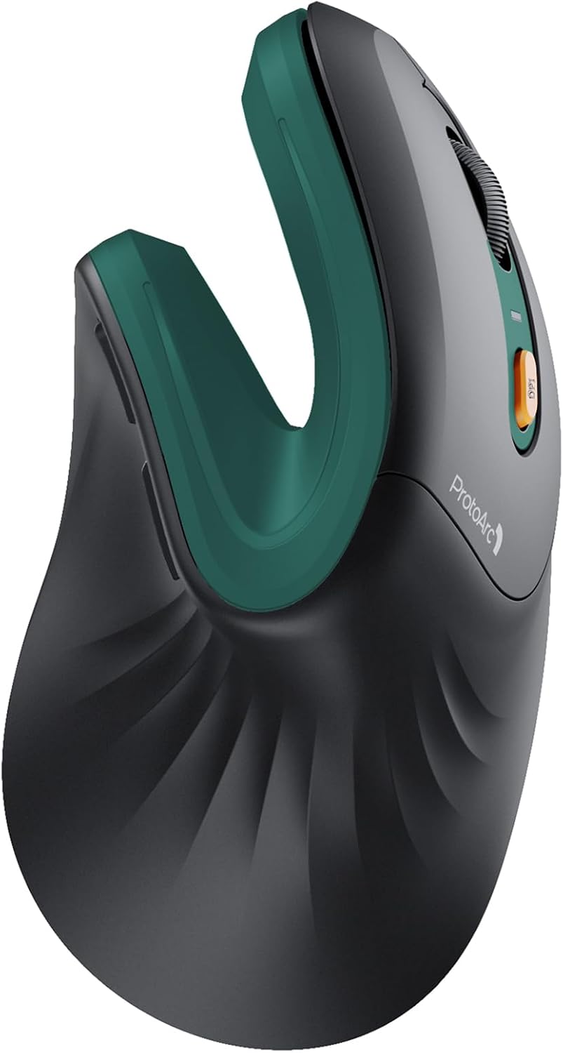 ProtoArc EM11 NL Wireless Ergonomic Mouse, Rechargeable Vertical Mice | 58° vertical design supports a natural wrist posture,connect 3 devices via Bluetooth/2.4G USB-A, 500mAh USB-C rechargeable.