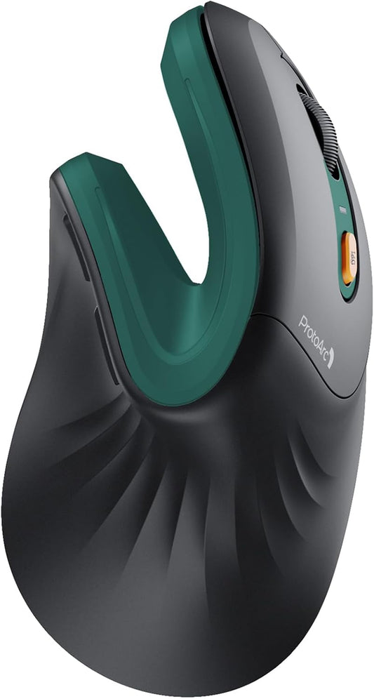 ProtoArc EM11 NL Wireless Ergonomic Mouse, Rechargeable Vertical Mice | 58° vertical design supports a natural wrist posture,connect 3 devices via Bluetooth/2.4G USB-A, 500mAh USB-C rechargeable.