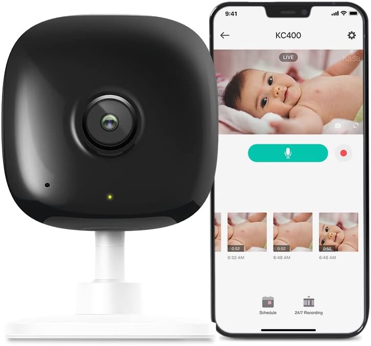 Kasa 1080p Indoor Wired Security Camera, Baby & Pet Monitor, EC60 | Motion Detection & Tracking, 2-Way Audio, Night Vision, Subscription-Free Local Storage or Optional Cloud