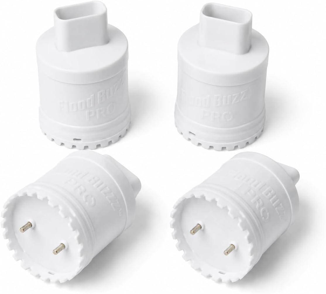 Flood Buzz Pro Water Leak Detectors for Homes & Businesses - 4-Pack | No Setup Required - 110db alarm - Under Sink, Toilet, Basement, Attic, RV, Water Heater, Dishwasher - Reusable Alarm