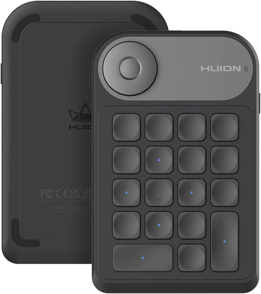HUION Keydial Mini Bluetooth Programmable Keypad with Dial 18 Shortcut Keys | 5 Keys Anti-ghosting Macro Keypad, Wireless Shortcut Keyboard for Drawing Tablet, PC, MacBook, Surface Pro, Editing, Gaming