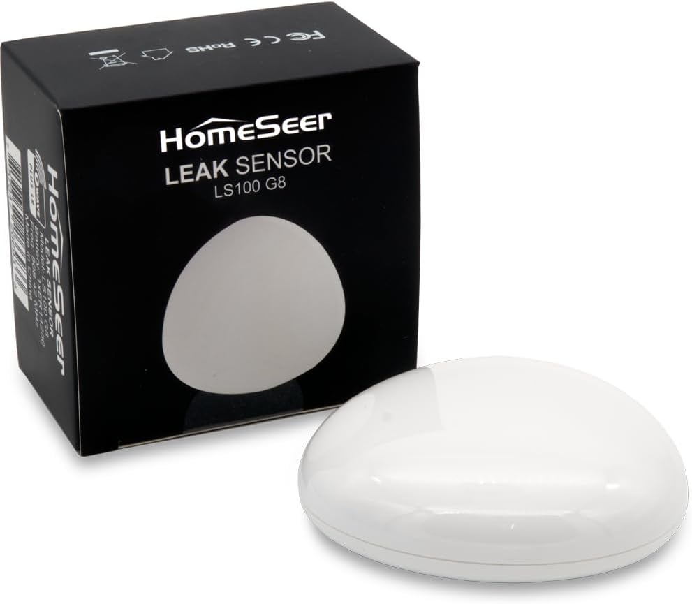HomeSeer Smart Water Leak Sensor (LS100 G8), 800 Series Long Range Z-Wave Technology, Compatible with HomeSeer, Hubitat, Smartthings & Home Assistant (1)