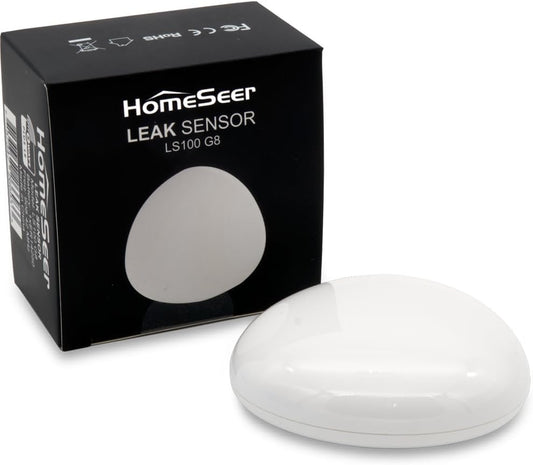 HomeSeer Smart Water Leak Sensor (LS100 G8), 800 Series Long Range Z-Wave Technology, Compatible with HomeSeer, Hubitat, Smartthings & Home Assistant (1)