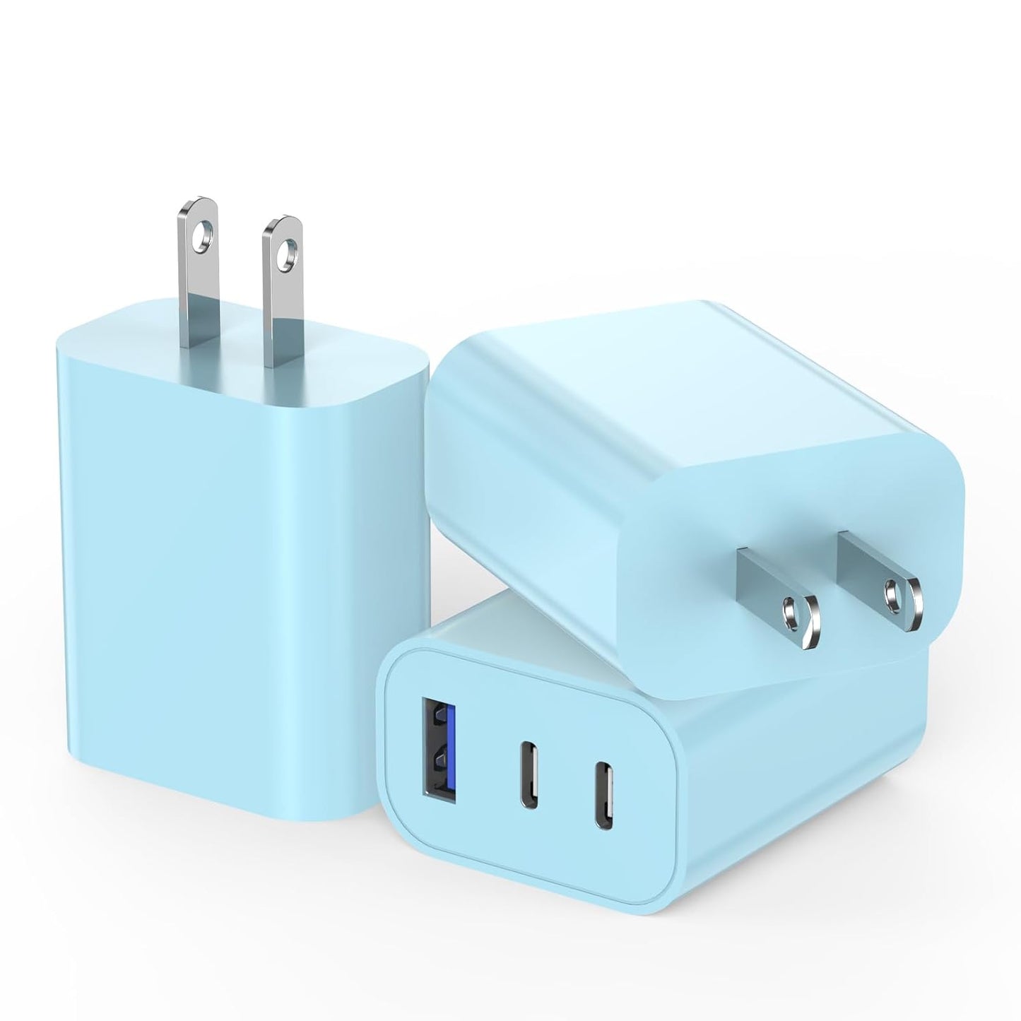 [2-Pack]iPhone 17 16e 15 Charger Block,35W 3-Port Fast USB C Charger Block Dual Port PD Power Adapter + QC Wall Plug Multiport USBC Wall Charge Block for iPhone 17/17 Air/17 16 15 Pro/Pro Max/14/13/12