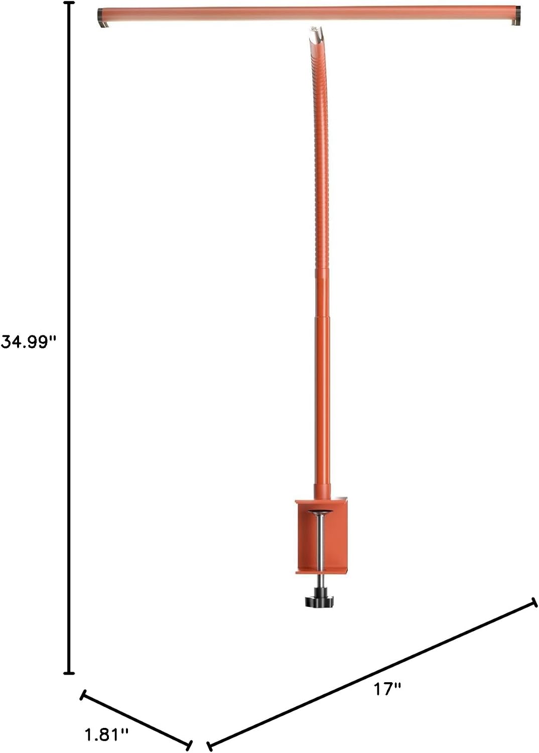 Airlonv LED Desk Lamp with Clamp, 17" Stepless Dimming Light, Orange