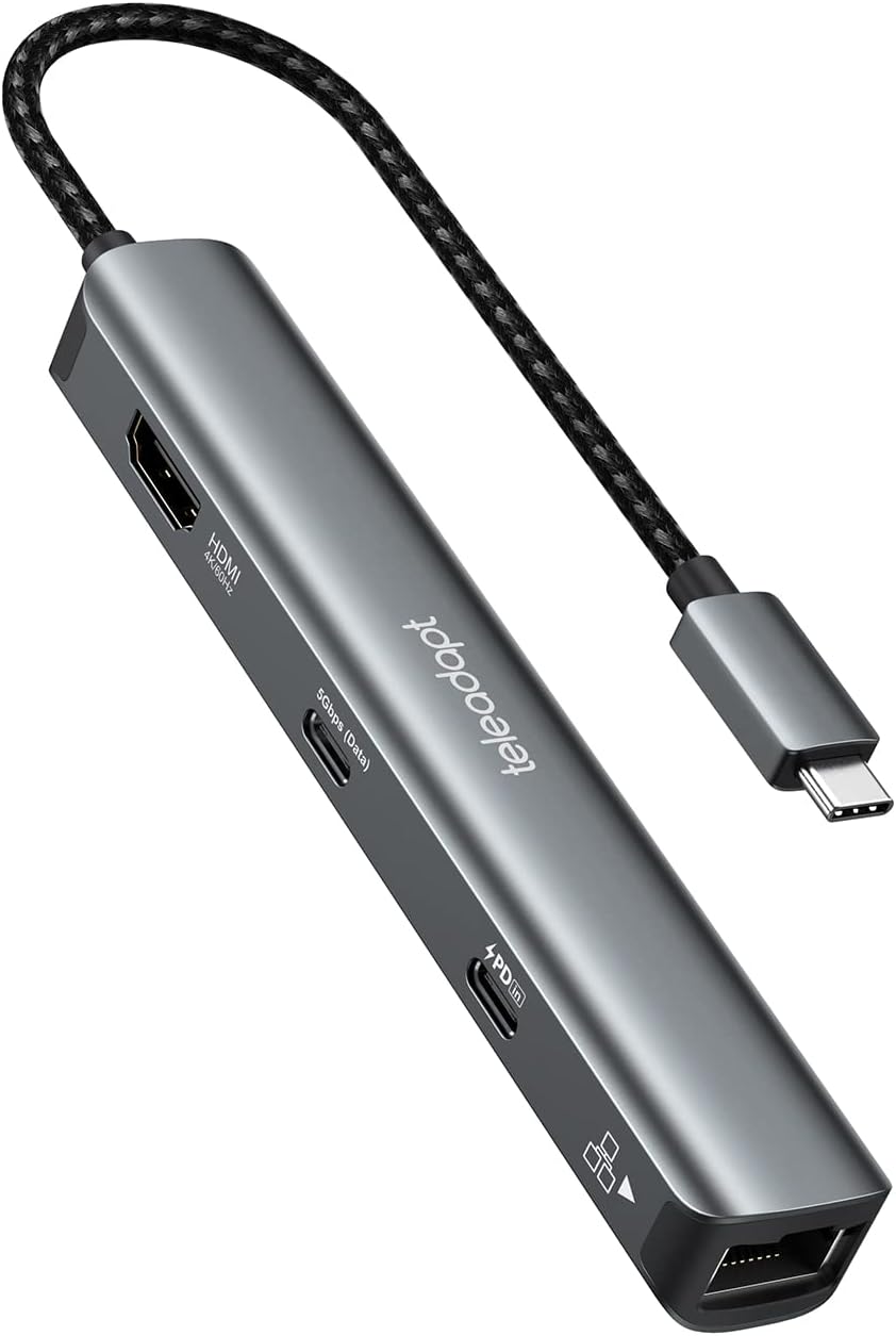 USB Type C Hub, 6 in 1 USBC HDMI Adapter for MacBook/iPad Pro/XPS