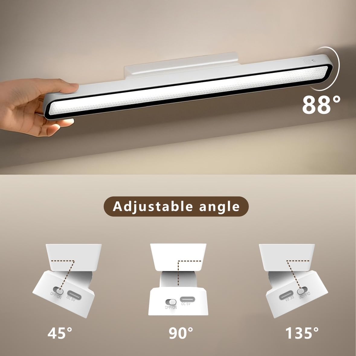 Desk Light Bar Under Desk Lights 16.5 in for Home Office, Shelf, Reading