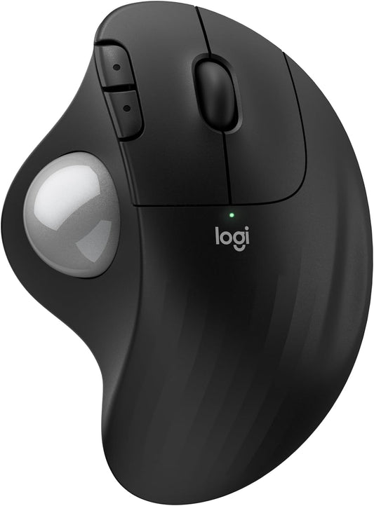 Logitech Ergo M575S Wireless Bluetooth Trackball Mouse - Black Silver Ball | Easy thumb control, precise and smooth tracking, Bluetooth and includes Logi Bolt USB receiver, PC Mac compatible