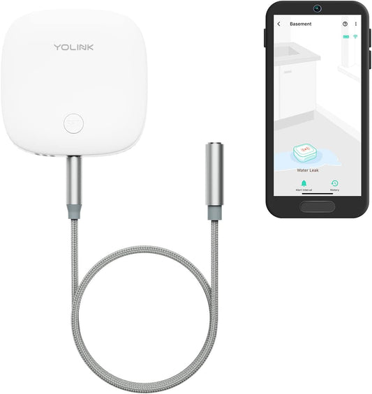 YoLink Water Leak Sensor 2,1/4 Mile World's Longest Range Smart Home Water Leak Sensor,Water Leak Detector with Built-in Siren Up to 105dB,Works with Alexa and IFTTT-YoLink Hub Required,YS7904-UC