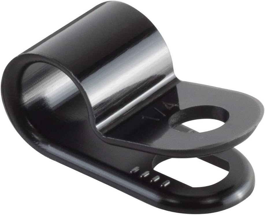 GTSE Black Nylon Plastic Cable Clamps, 3/8" Screw Mounts for Cable, Rope, Tube Management, 100 Pack