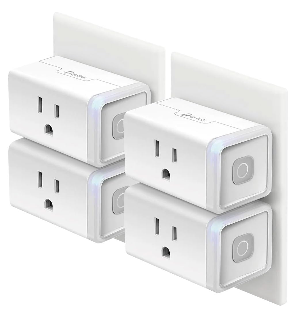 Kasa Smart Plug HS103P4, Wi-Fi Outlet Works with Alexa, Echo, Google Home & IFTTT, No Hub Required, Remote Control, 15 Amp, UL Certified, 4-Pack, White | Works with Echo, Google Home, No Hub Required, 15 Amp, UL Certified, Remote Control