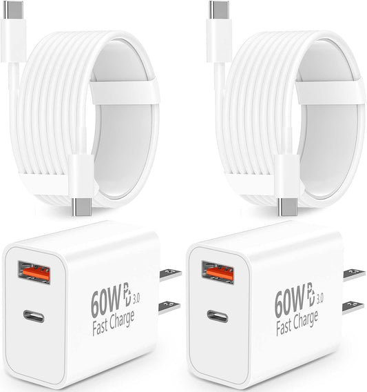 [Apple MFi Certified] iPhone 17 Charger Fast Charging, Rombica 4Pack 60W Dynamic Power Adapter USB-C Chargers PD&QC Type-C Charger + 6FT Type-C Cable for iPhone 17/17 Pro/17 Pro Max/16/15/iPad/AirPods