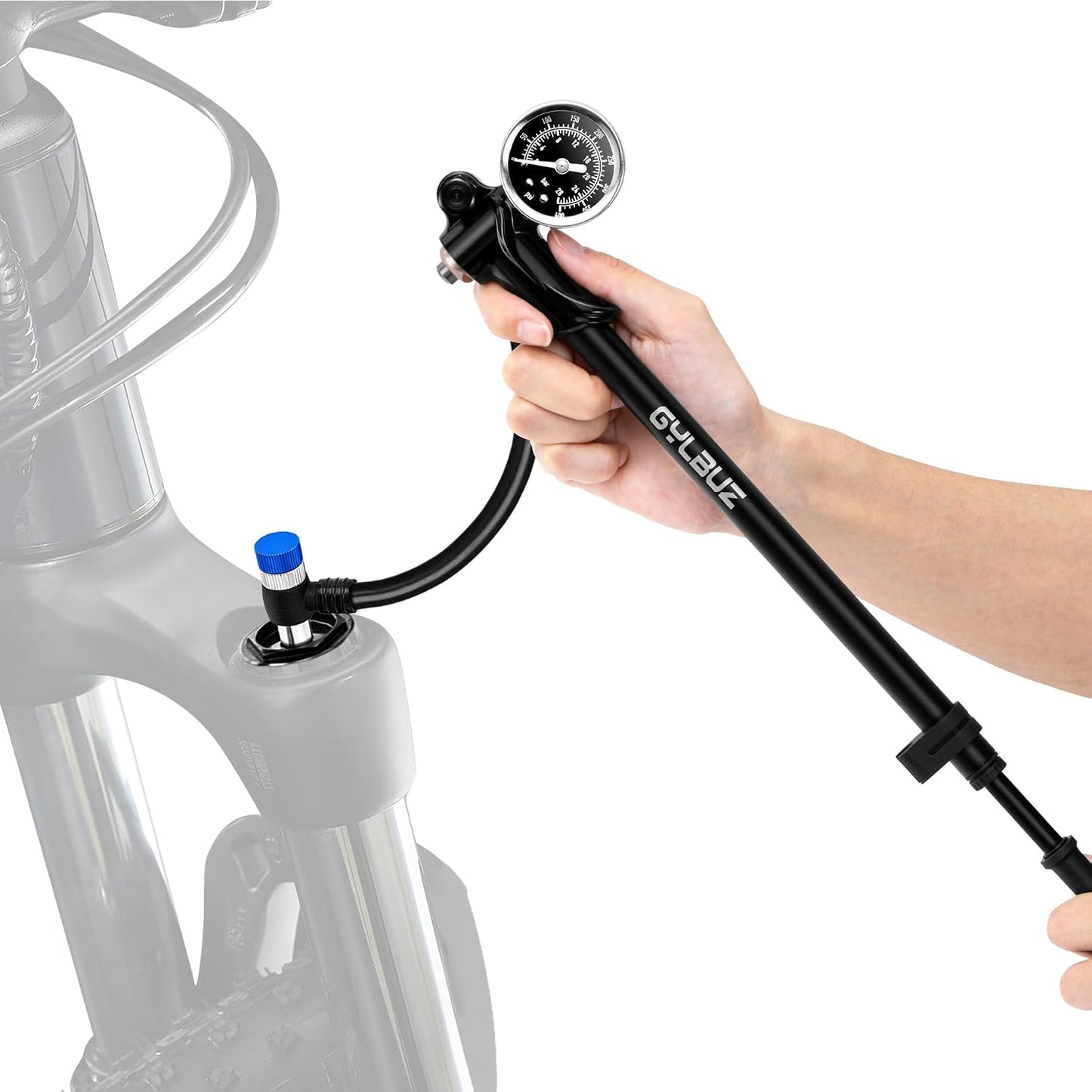 High Pressure Shock Pump: Bike Shock Air Pump with Gauge 400 PSI for Fork and Rear Bicycle Suspension,Mini Mountain Bicycle Pump Fits Schrader Valve
