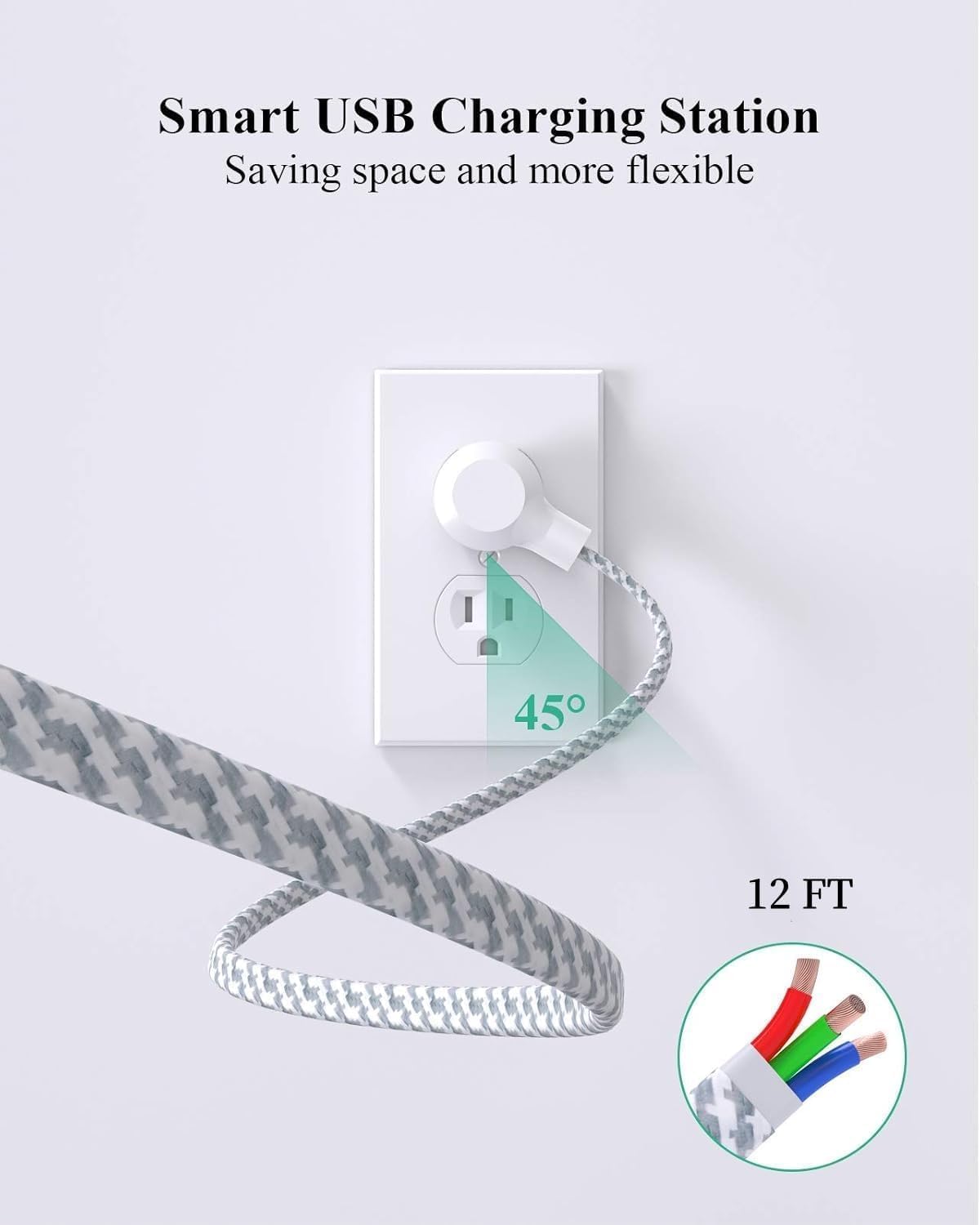 Mifaso 2 Pack Power Strip, 12FT Long Extension Cord, 1080J Surge Protector | 6 AC & 4 USB (2 USB C), Flat Plug Overload Protection, Heavy Duty, Wall Mount Charging Station for Home, Office, Dorm College