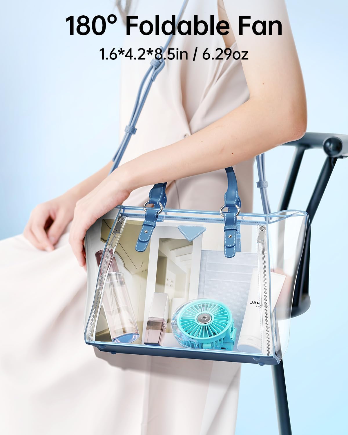 SWEETFULL Portable Misting Fan - 180° Foldable Handheld Personal Fan with Mist Spray, 3 Speeds, 30ml Water Tank, USB Rechargeable - Ideal for Travel, Outdoors, Makeup, Camping, Home, and Office Use