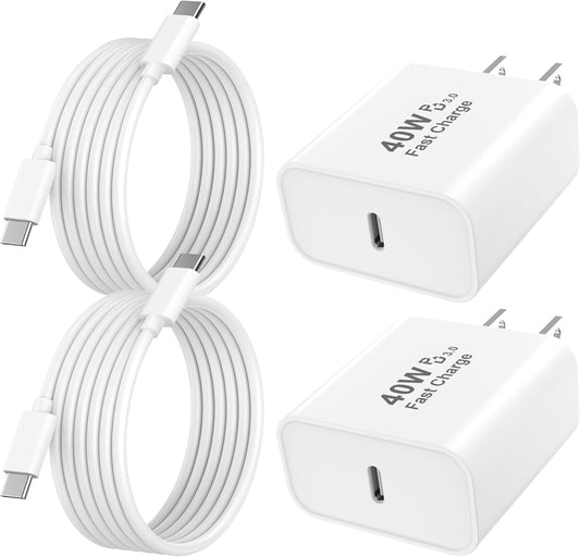 [Apple MFi Certified] iPhone 17 Charger Fast Charging, 40W USB C Charger | 2Pack 40W iPhone Charger USB C Block &amp; 6FT Type C Charging Cable Cord for iPhone 17/Air/17 Pro/17 Pro Max/16/15/16 15 Pro Max