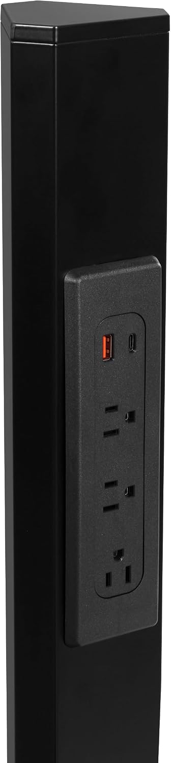 Office Star Power Anywhere Freestanding Charging Station, USB Type-A and C, and 3 A/C Outlets, Black