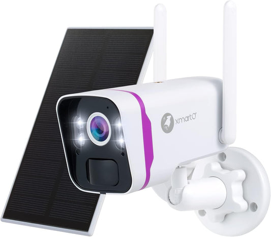 xmartO 100% Wire-Free 2K HD Solar Security Camera Wireless Outdoor