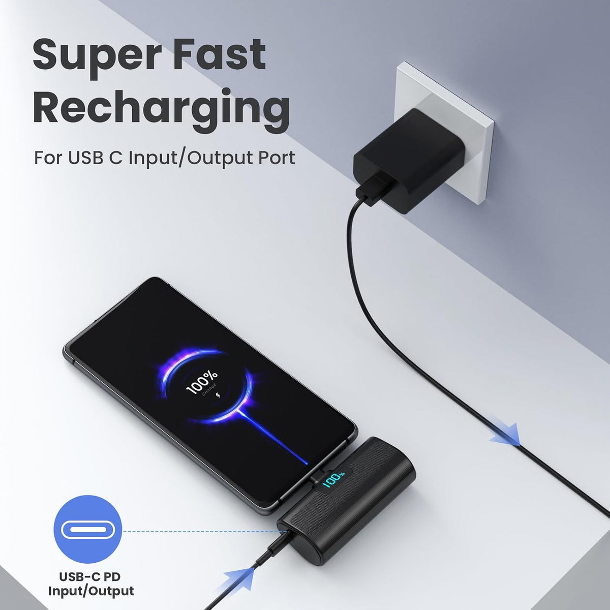 [2-Pack]Portable Charger for iPhone 17/16/15 Series,Upgraded 5200mAh PD USB C Power Bank Built-in USB-C Connector, Battery Pack Compatible with iPhone 17/17 Pro/17 Pro Max/16/15 Series,Samsung,Android