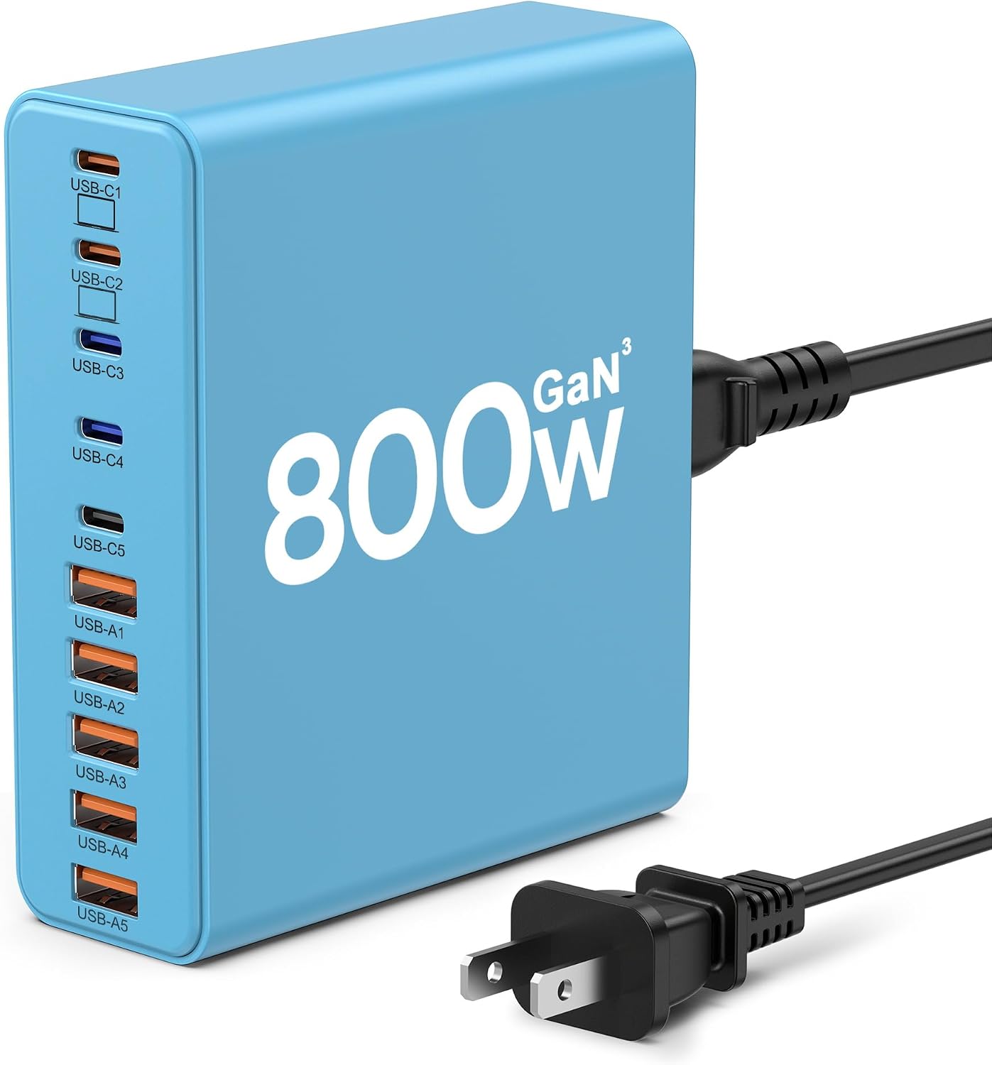 800W USB C Charger Block,10-Port GaN Charging Station | Fast Charging Type C & USB A Wall Charger Adapter for MacBook Pro/Air,iPhone,iPad,Dell XPS,Samsung Galaxy (Bright Black)