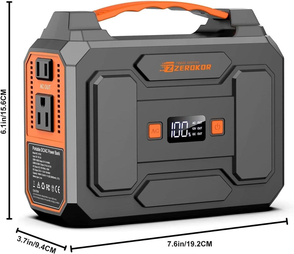 Portable Power Station with 40W Solar Panel, 100W Solar Powered Generator | Portable AC Outlet Camping Solar Power Bank 146Wh DC Battery Pack for Smart Device RV Outdoor Power Outage with Solar Charger