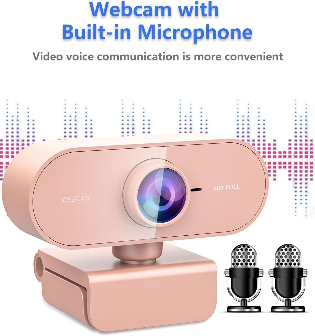 Webcam for pc with Microphone,Full Hd 1080P Pink Streaming Web Cam with Mic for Mac Laptop, Small Computer Camera for Desktop,Cheap Face Cam for Video Conference,Zoom,Microsoft Teams Meet