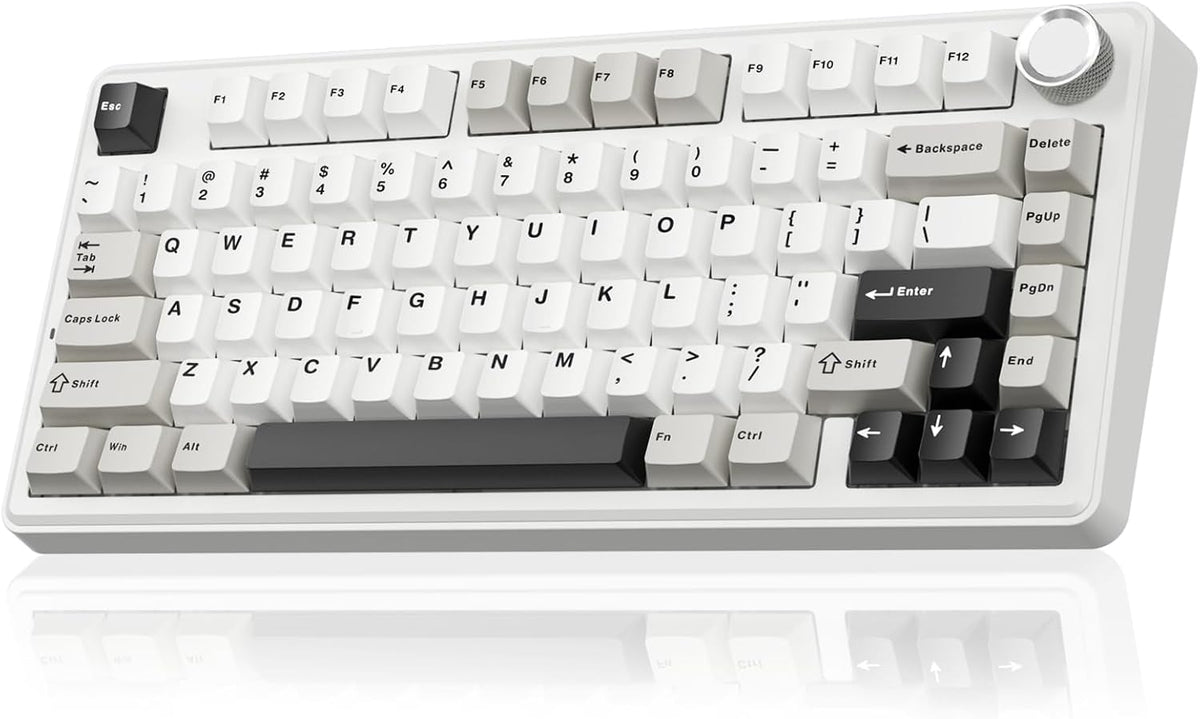 SOLAKAKA A75 75% Wireless Mechanical Keyboard, Hot Swappable Gaming Keyboard with Multifunction Knob & RGB, Gasket Mounted Creamy Keyboard, PBT Keycaps, Compact Layout for Win/Mac/PC
