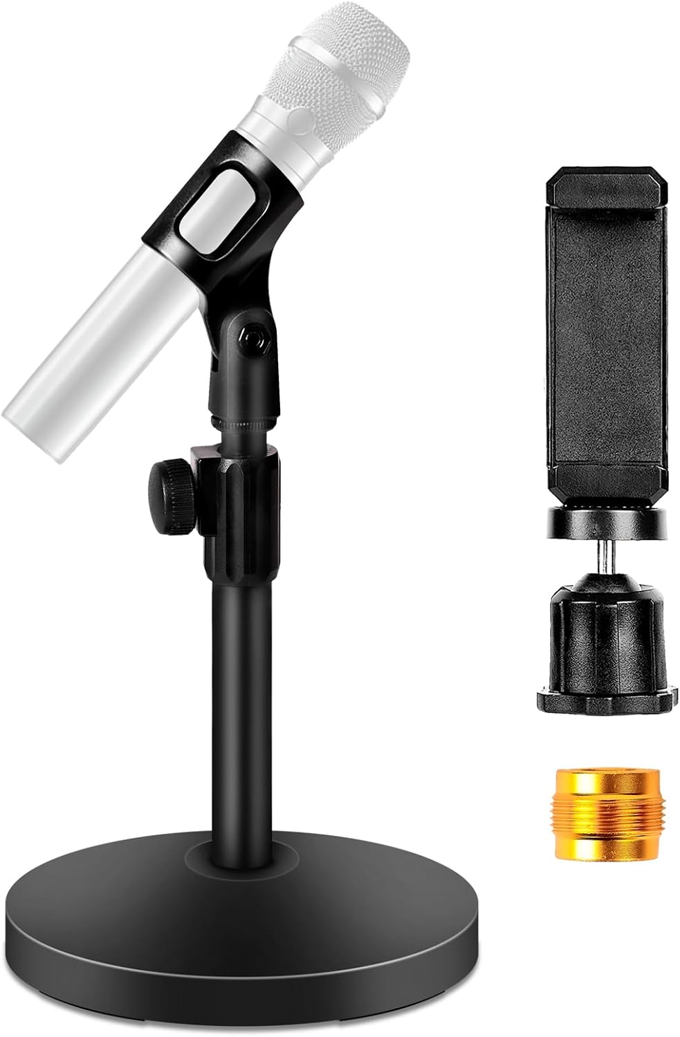 BILIONE Desktop Microphone Stand with Microphone and Cell Phone Clip