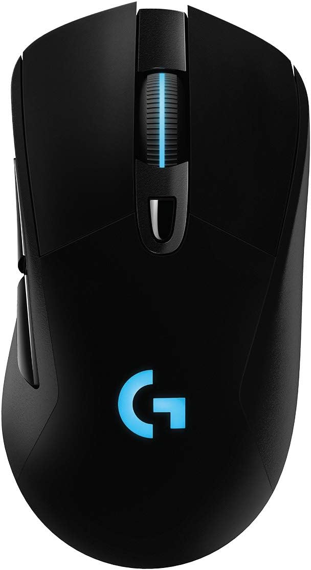 Logitech G703 Lightspeed Wireless Gaming Mouse - Black | Hero 25K Sensor, LIGHTSYNC RGB, Powerplay Compatible, 10G Optional Weight, 100-25,600 DPI, Rubber Side Grips