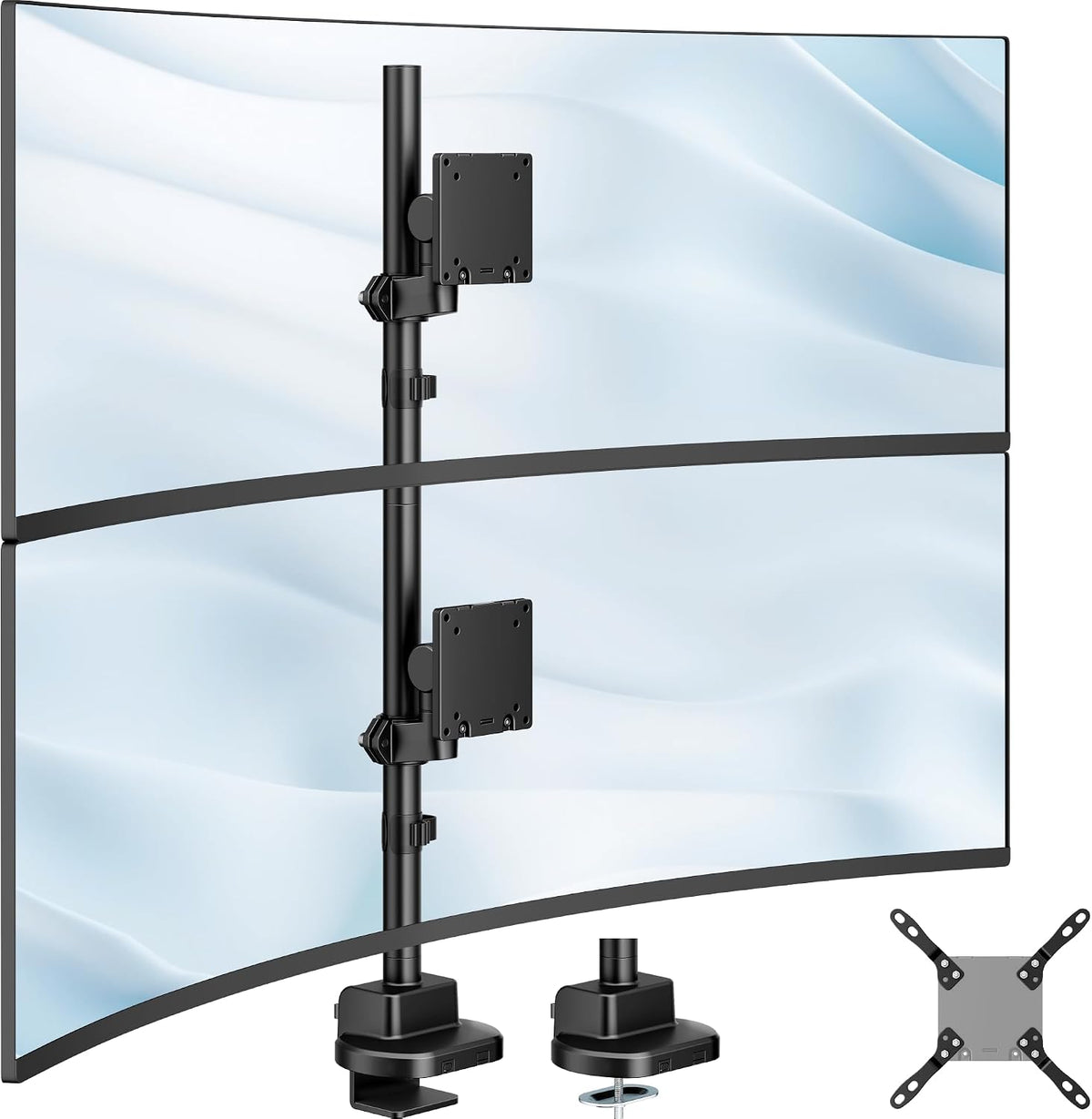 monTEK Heavy-Duty Stacked Dual Monitor Stand for 24-57" Screens