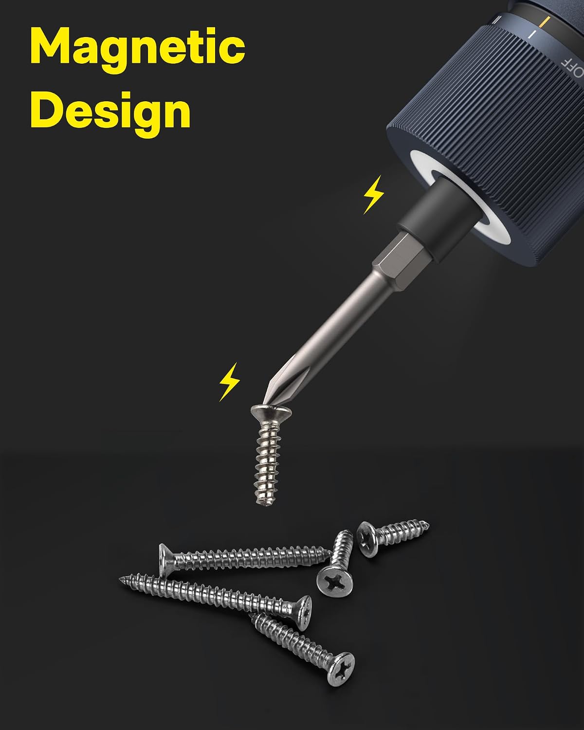 HOTO 12-in-1 Electric Screwdriver Rechargeable, Cordless Screwdriver Set | 1/4'' Hex Bits, USB-C, 3 Torque Settings, LED Light, Ideal for Furniture, Home Repairs