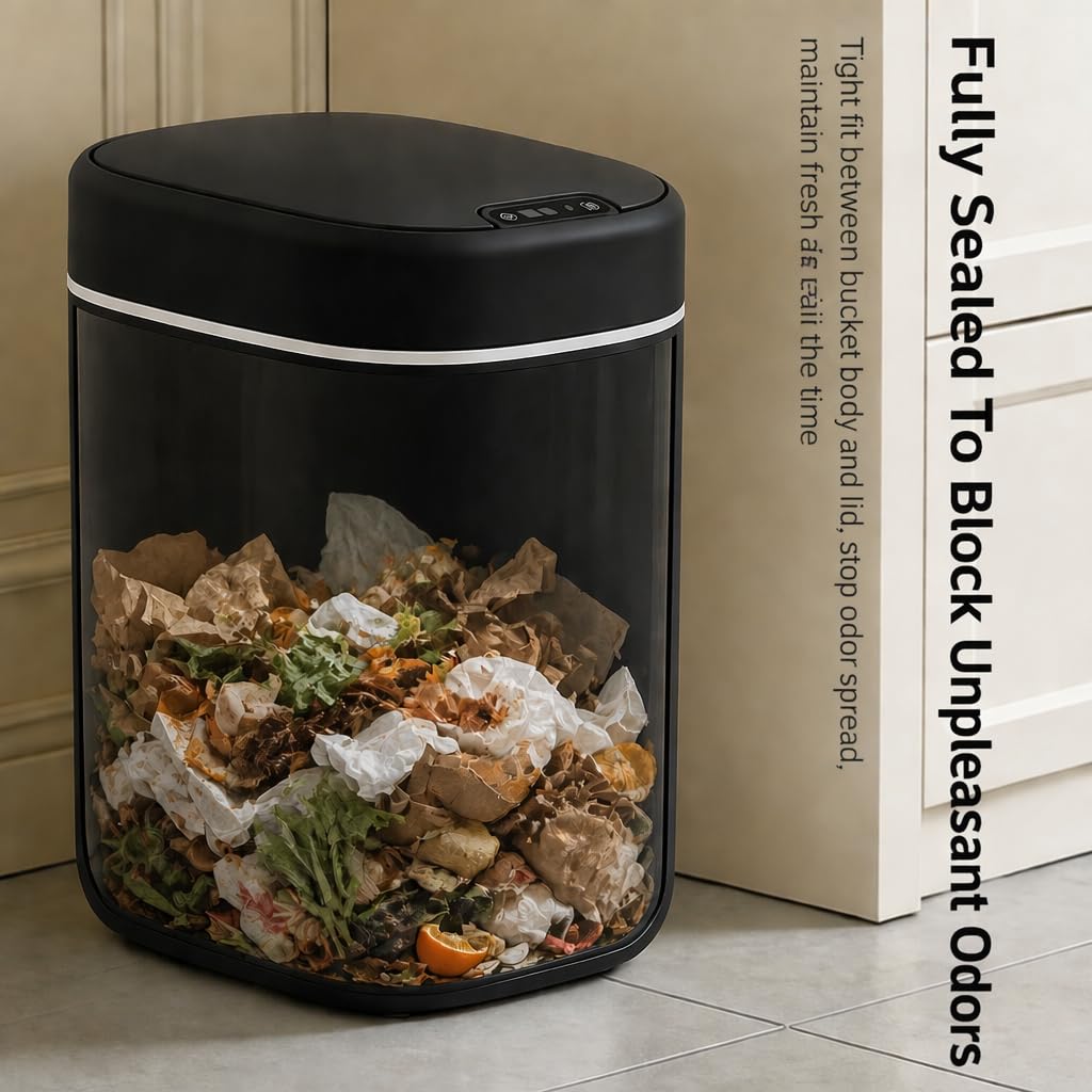 Smart Motion Sensor Trash Can, 17L (4.5 Gallon) 3 Induction Modes, Sealed Lid with Odor Control, Touch Control Function, Durable & Easy to Clean Waste Bin for Bathroom, Office，Light Gray