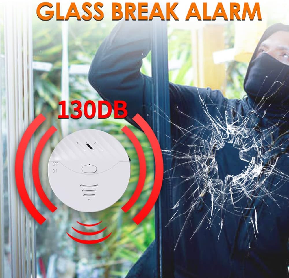 WiFi Window Alarm System, 4 Pack Glass Break Detection with Phone APP, 120dB Smart Alarms with Adjustable Vibration Sensor for Car,Home Security (4)
