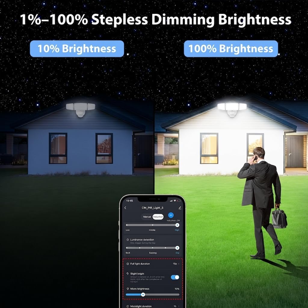 120W Smart Flood Light Outdoor, 12000lm Outdoor Security Lights with Motion Sensor, WiFi Alexa Floodlight APP Control, 2700K-6500K LED Light for Outside, IP65 Waterproof, White