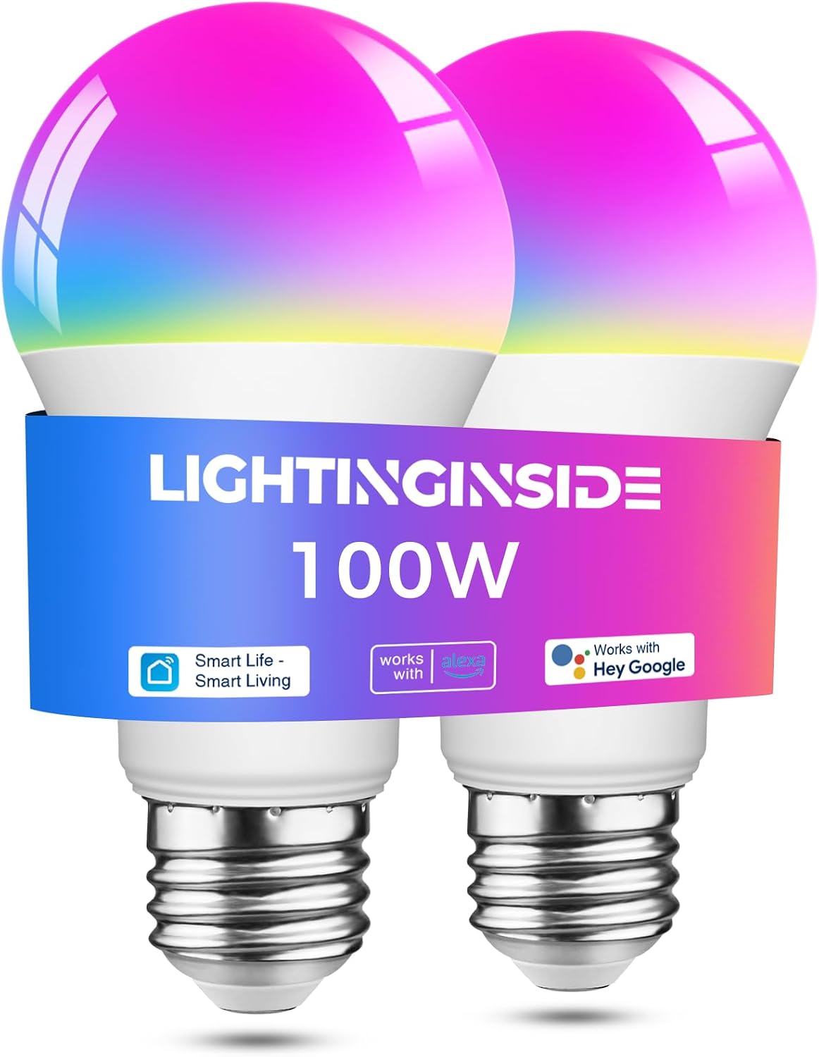 Lightinginside Smart Bulbs 100W Work with Alexa/Google Home, 2 Pack