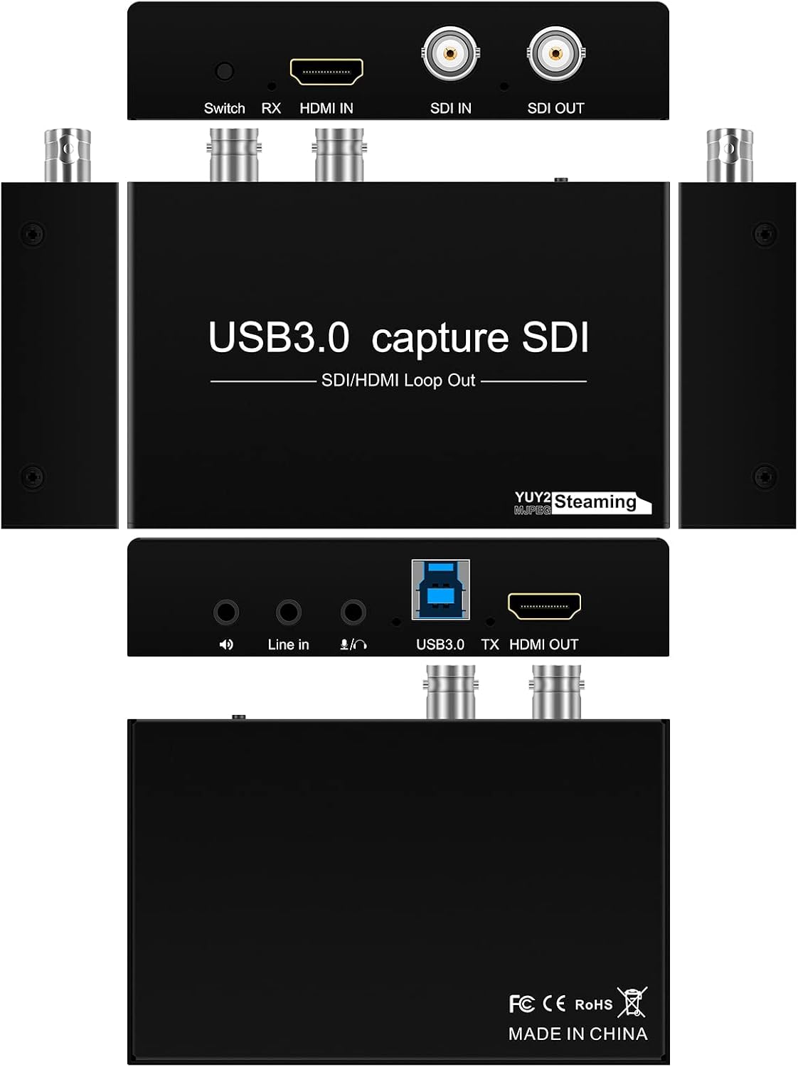 HDMI SDI to USB Capture Card USB3.0 1080P60fps SDI to HDMI Converter SDI Out&Audio Mixing,SDI2HDMI,SDI Game Video Capture Card